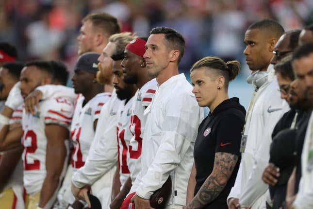 Sowers on the sidelines during Super Bowl LIV