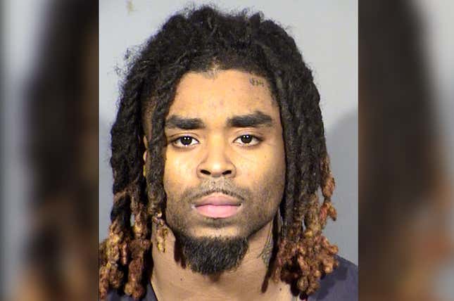 Damon Arnette is seen in a police booking photo after his arrest on 
Jan. 28, 2022, on two counts of assault with a deadly weapon, one 
count of carrying or concealing a weapon without a permit and two drug 
possession charges in Las Vegas